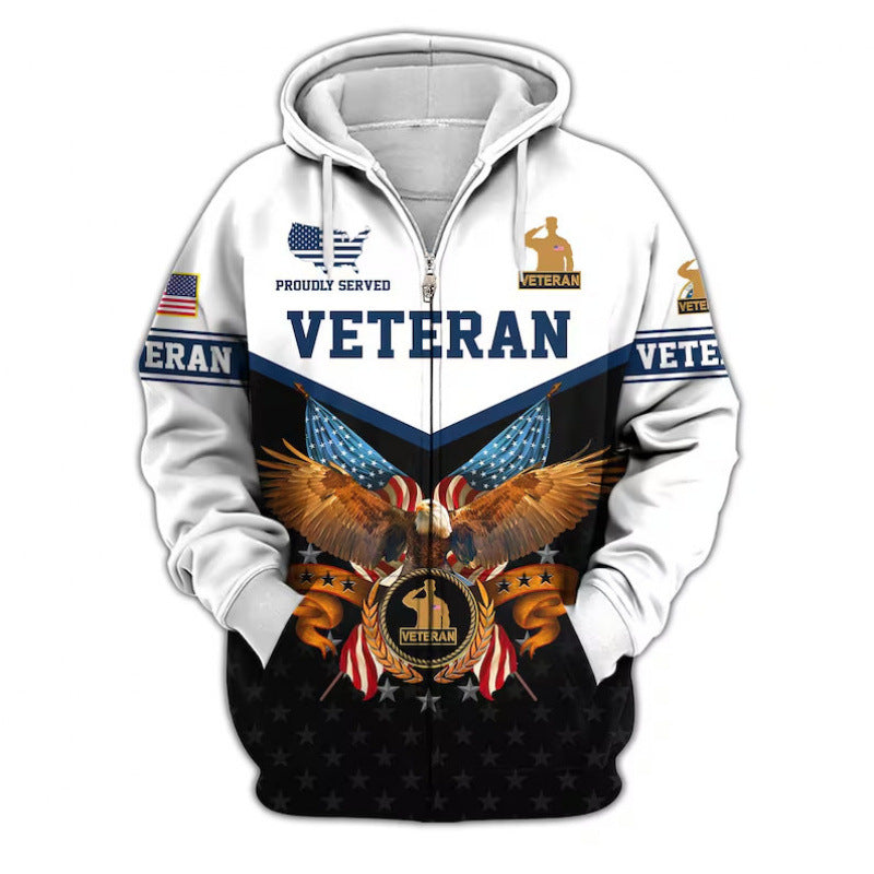 Herren Kapuzensweater mit amerikanischem Veteranenmotiv Echoarchiv