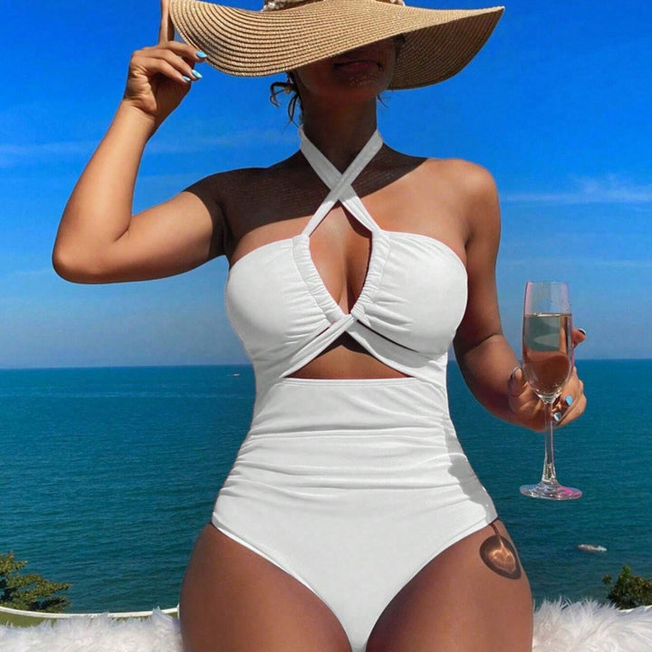 Damen Hochgeschnittener Cut-Out Badeanzug mit verstellbaren Trägern Echo Archiv