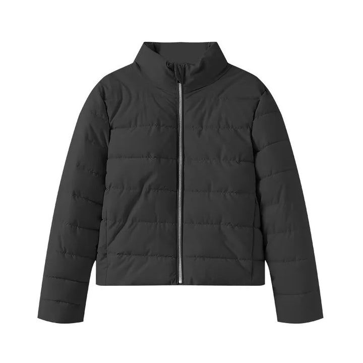 Damen leichte wattierte Kurzsteppjacke mit hohem Stehkragen und Zwei-Wege-Reißverschluss – Célinea