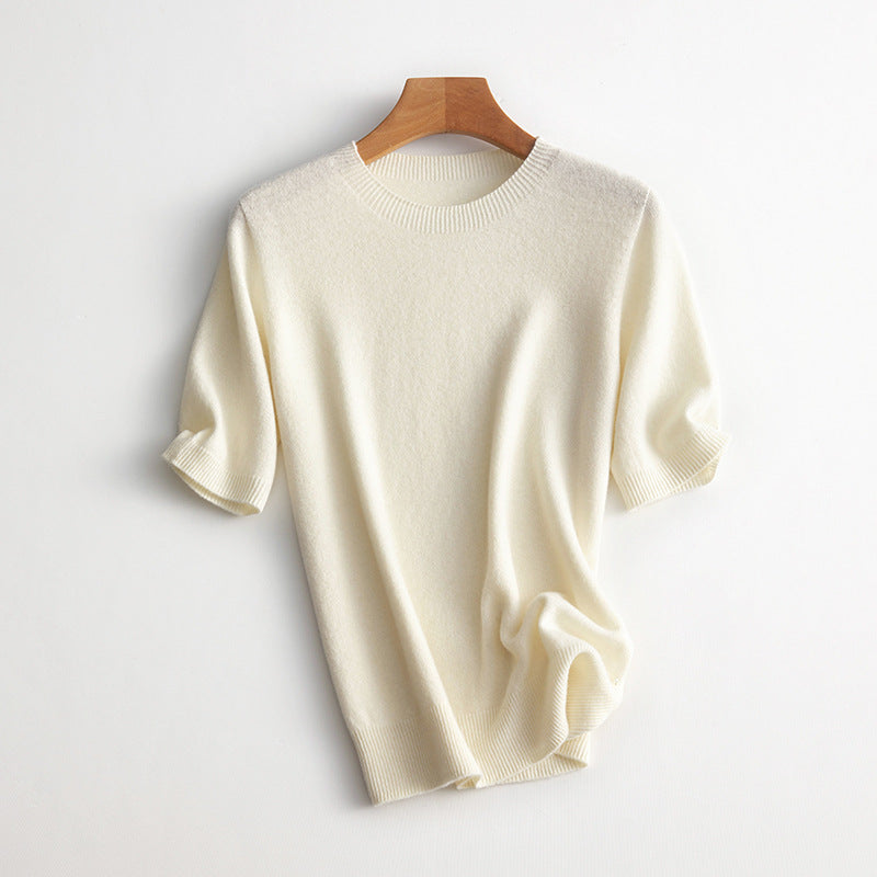Damen Kurzarm Cashmere-Mix Pullover Echoarchiv