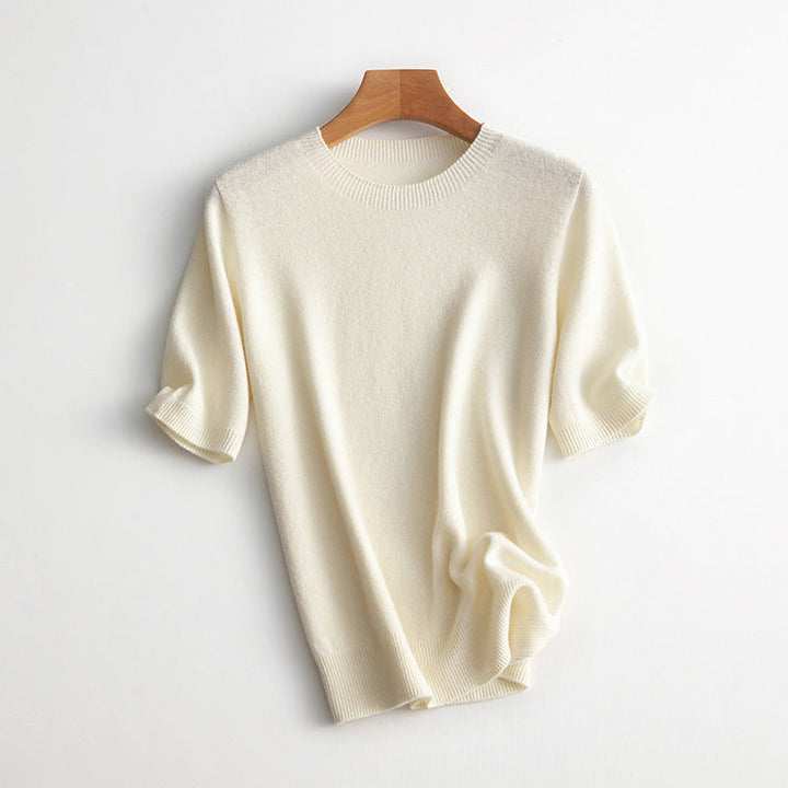 Damen Kurzarm Cashmere-Mix Pullover Echoarchiv