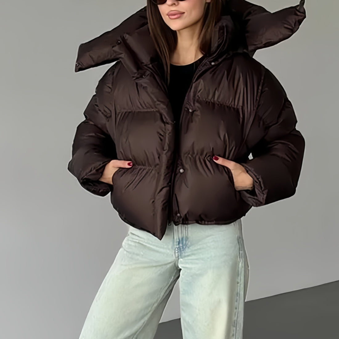 Damen Modische Kurzjacke mit Steppdetails – Célinea