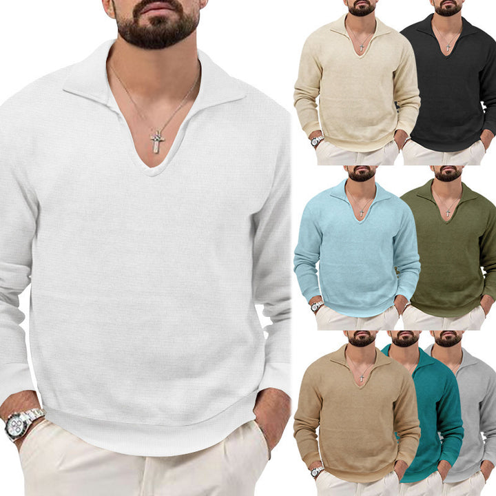 Herren eleganter Pullover mit V-Ausschnitt und strukturiertem Design Echoarchiv