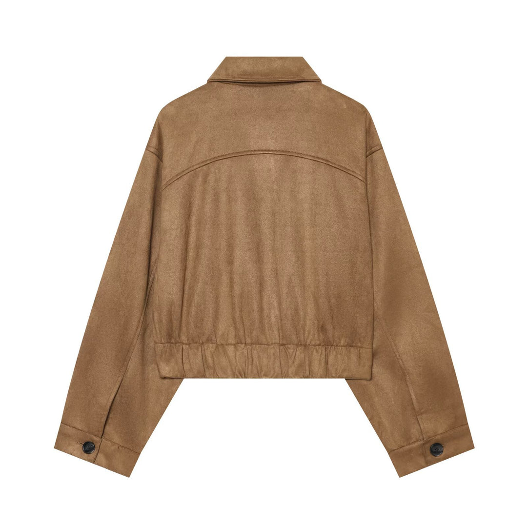 Damen Boxy‑Jacke in Veloursoptik mit aufgesetzten Taschen Echo Archiv