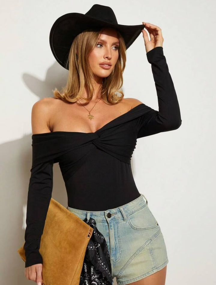 Damen Off-Shoulder Body mit eleganter Drapierung Echo Archiv