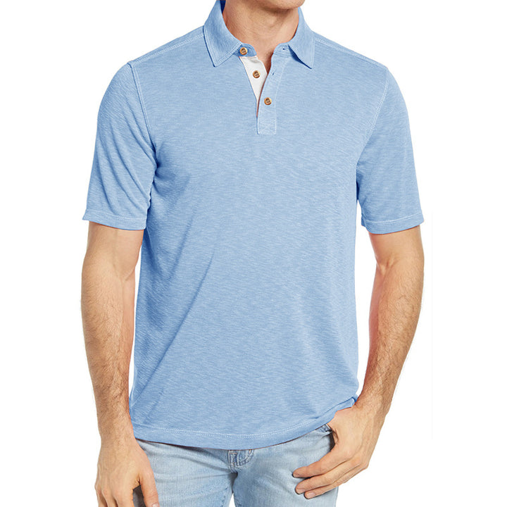 Herren Polo-Shirt mit einzigartigem Kragen und strukturiertem Jersey-Stoff Echoarchiv