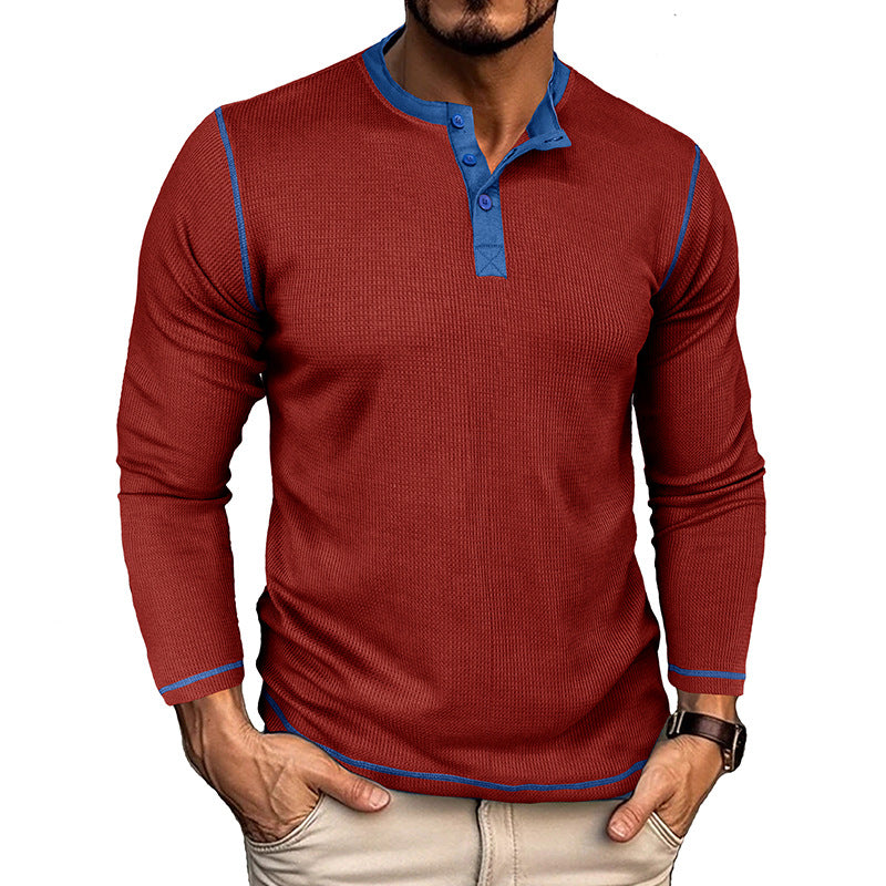 Herren Langarm Henley-Shirt mit eleganter Knopfleiste und trendigen Akzenten Echoarchiv