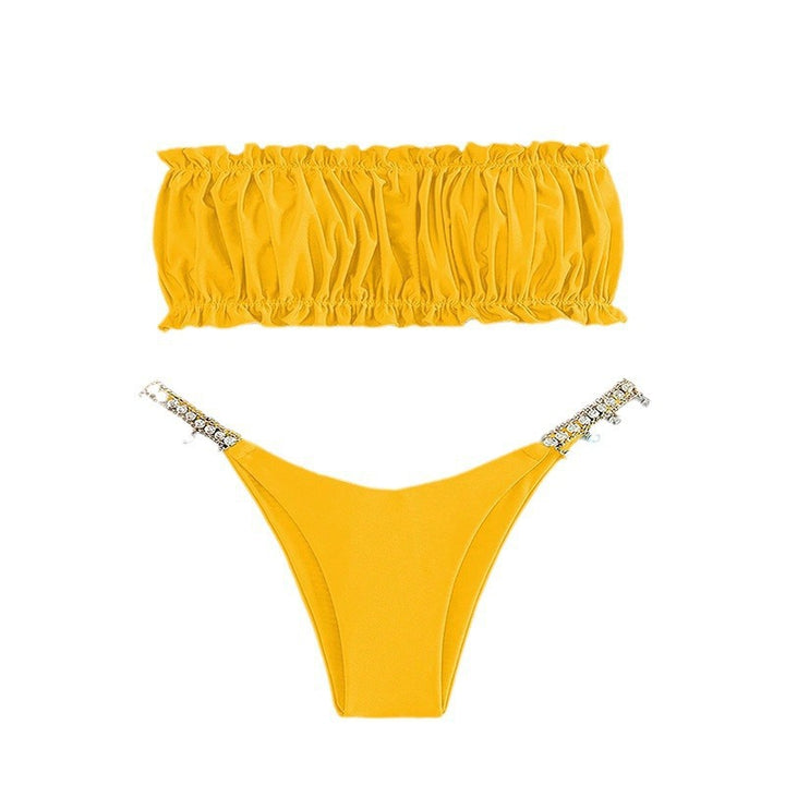 Damen Bandeau-Bikini mit dekorativen Rüschen und funkelnden Akzenten Echo Archiv