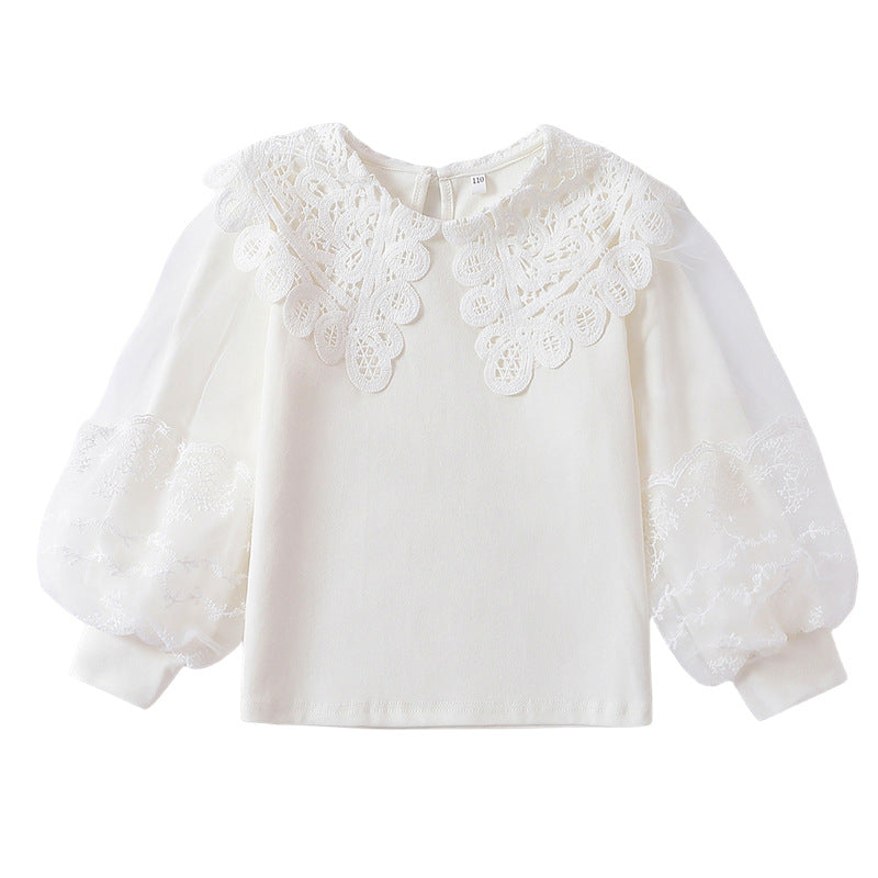 Mädchen elegante Bluse mit transparenten Puffärmeln Echo Archiv