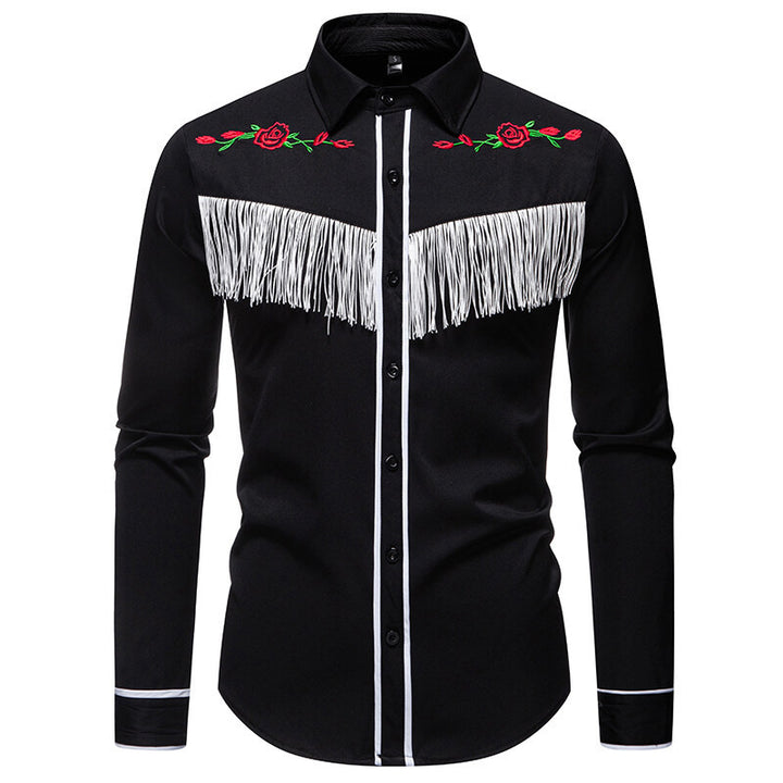 Herren elegante Westernbluse mit Fransen und bestickten Motiven Echoarchiv