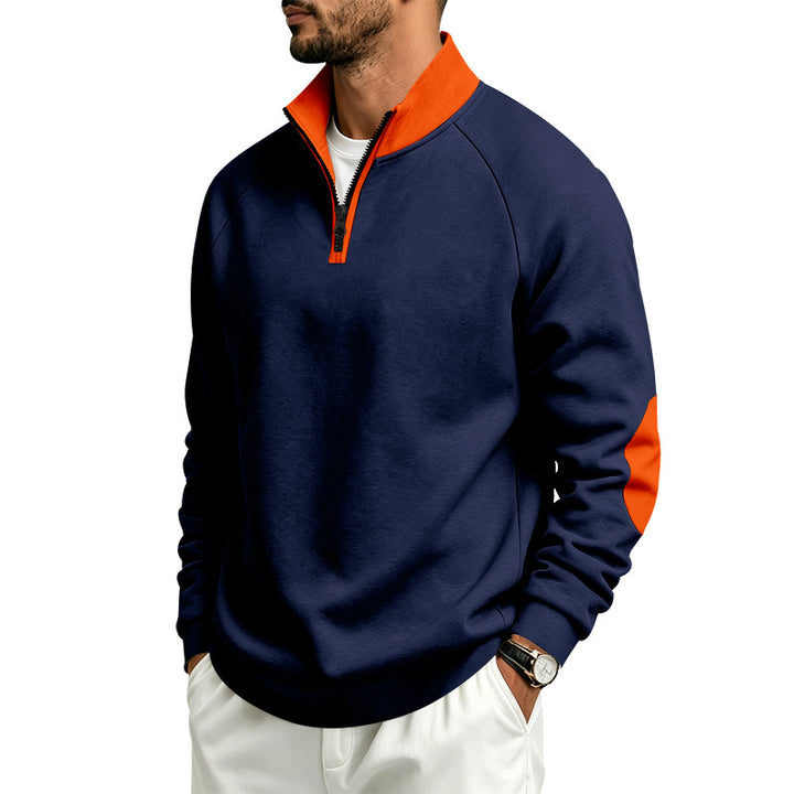Herren Halbzip-Pullover mit Stehkragen und Ellbogen-Patches Echoarchiv