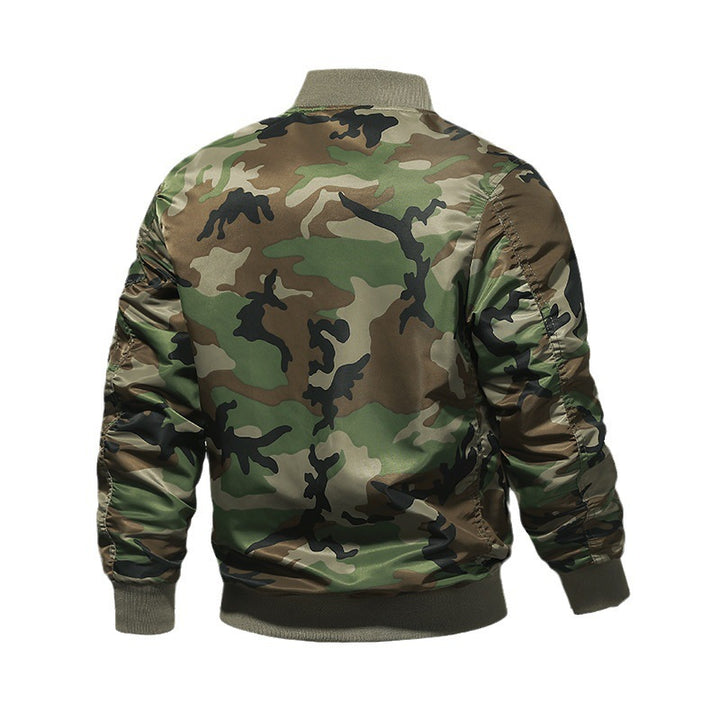Herren Piloten-Bomberjacke im Camouflage-Design mit Ärmel-Reißverschlusstasche und Sicherheitsband Echo Archiv