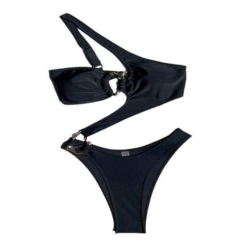 Damen Bikini-Set mit asymmetrischem Design und goldenen Akzenten Echo Archiv