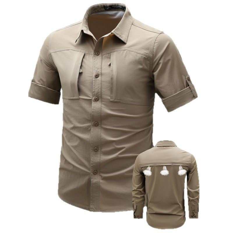 Herren nan leichtes technisches Outdoorhemd mit aufrollbaren Ärmeln, Brusttaschen und atmungsaktivem Ripstop Echo Archiv