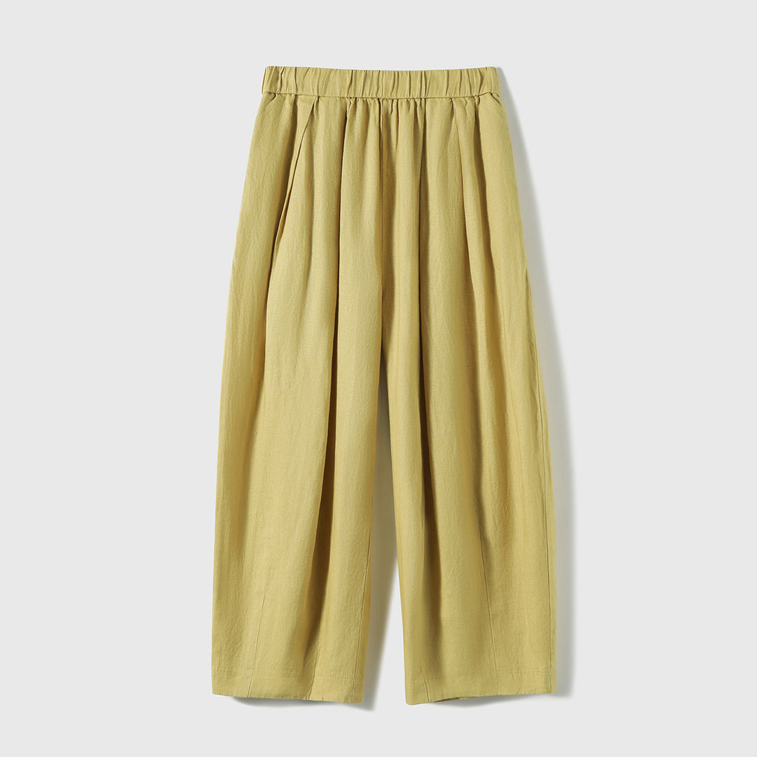 Damen Lässige, weit geschnittene Leinenhose Echoarchiv