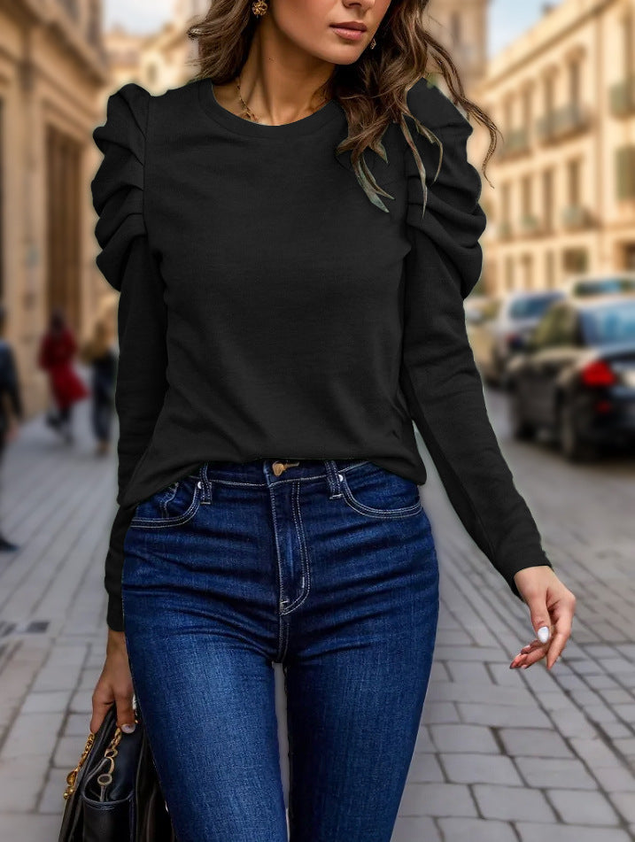 Damen nan feiner Feinstrick-Pullover mit stufigen Volants an den Schultern Echo Archiv