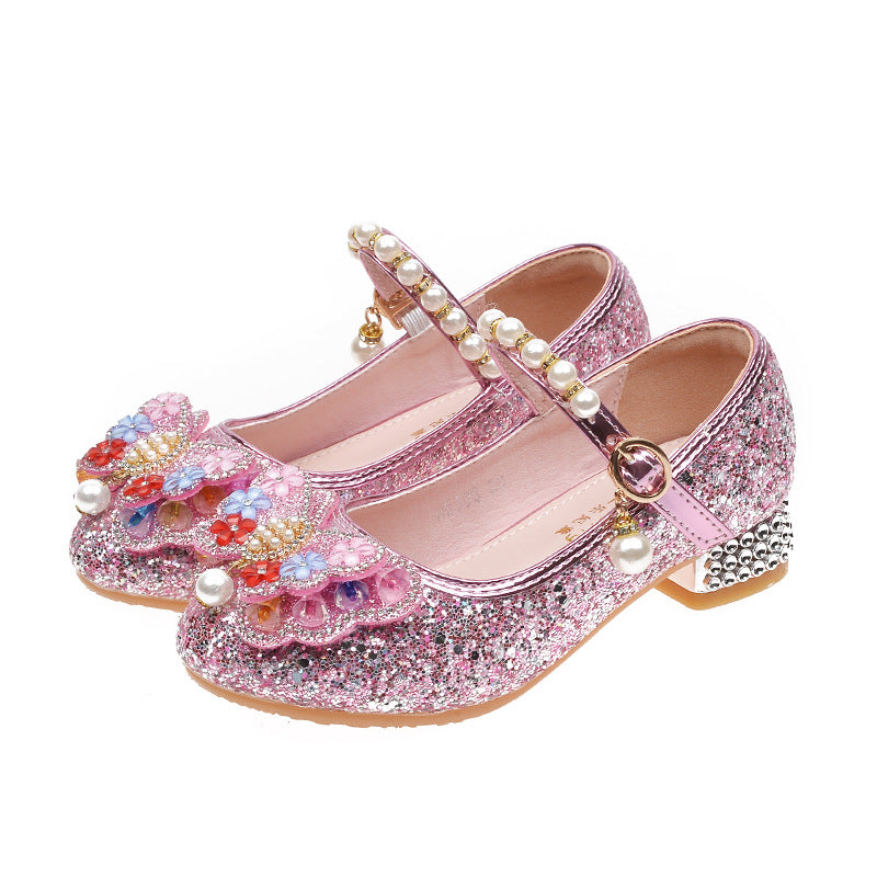 Mädchen Glitzernde Ballerinas mit Blumenapplikationen Echo Archiv
