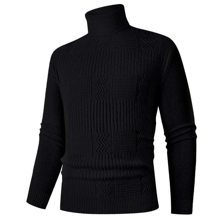 Herren Rollkragenpullover aus Feinstrick mit strukturiertem Jacquardmuster und tailliertem Schnitt Echo Archiv