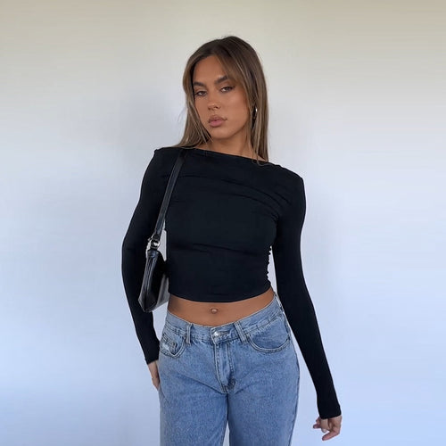 Damen elegantes Crop-Top mit asymmetrischer Raffung Echo Archiv