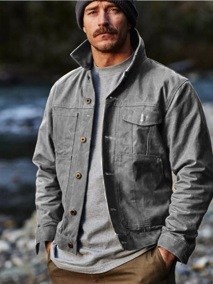 Herren leichte Utility-Jacke mit praktischen Taschen und stylischem Stehkragen Echoarchiv