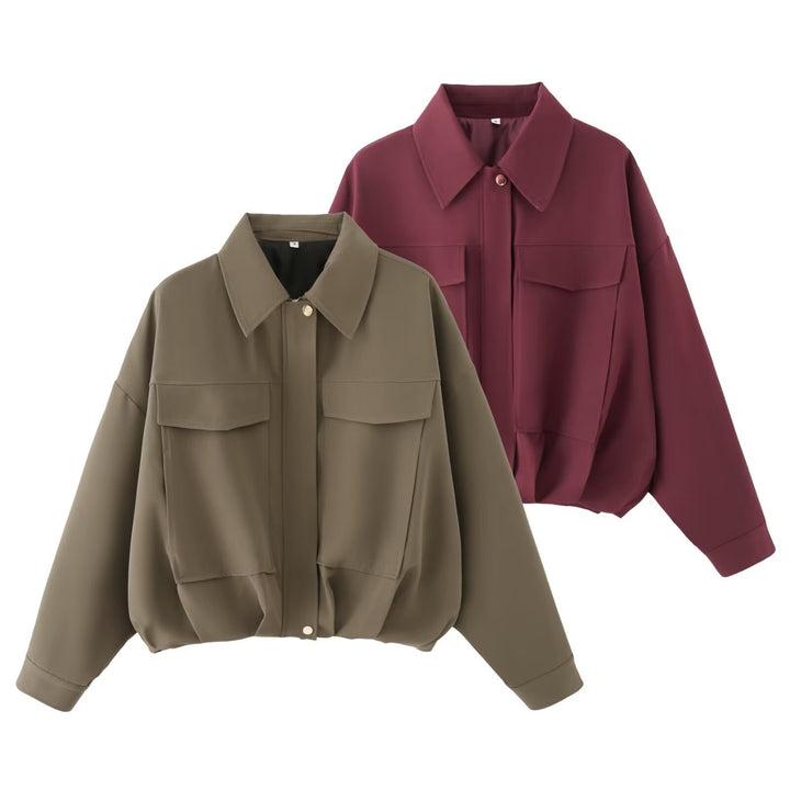 Damen Oversize Utility-Jacke mit Pattentaschen, Drop-Shoulder und elastischem Saum Echo Archiv