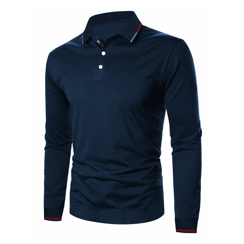 Herren Langarm-Polohemd mit modischem Schnitt und kontrastierenden Details Echoarchiv