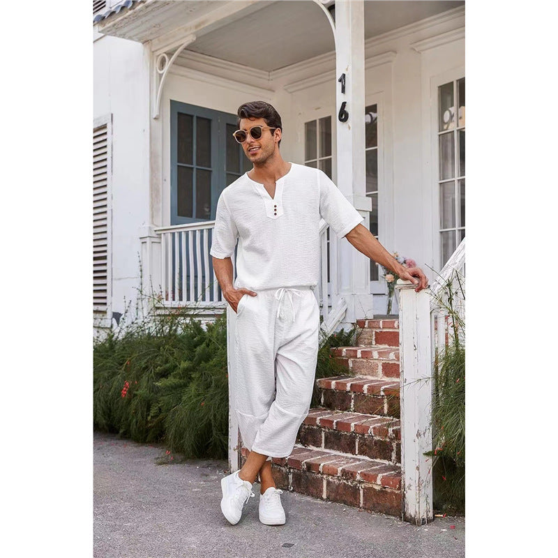Herren lässiges Freizeitanzug-Set mit stylischem Knopfleisten-Design Echoarchiv