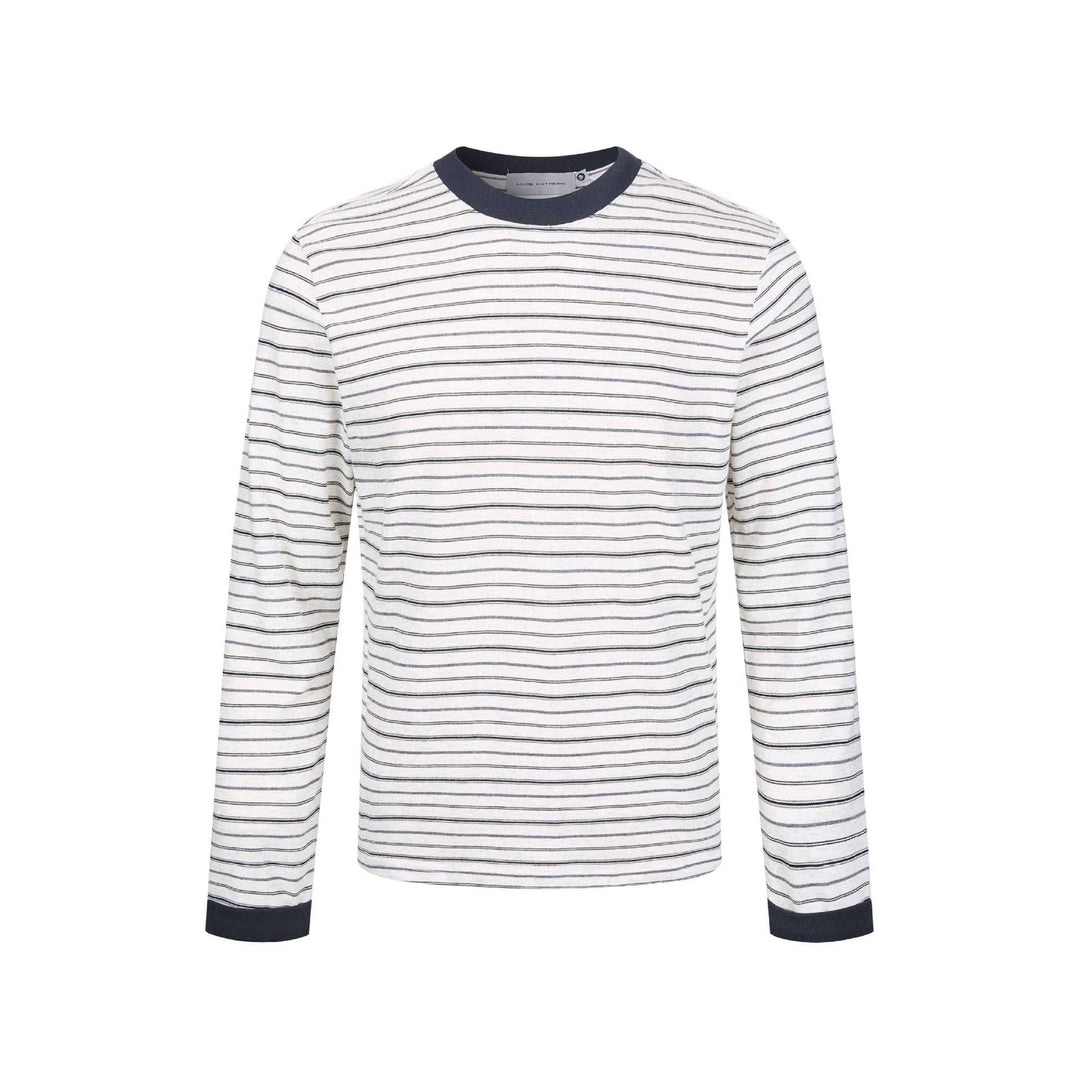 Herren Gestreiftes Langarmshirt aus Baumwollmix mit geripptem Rundhals Echoarchiv