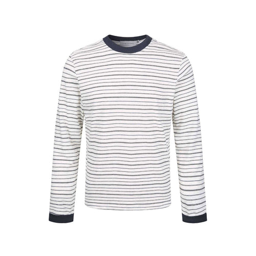Herren Gestreiftes Langarmshirt aus Baumwollmix mit geripptem Rundhals Echoarchiv