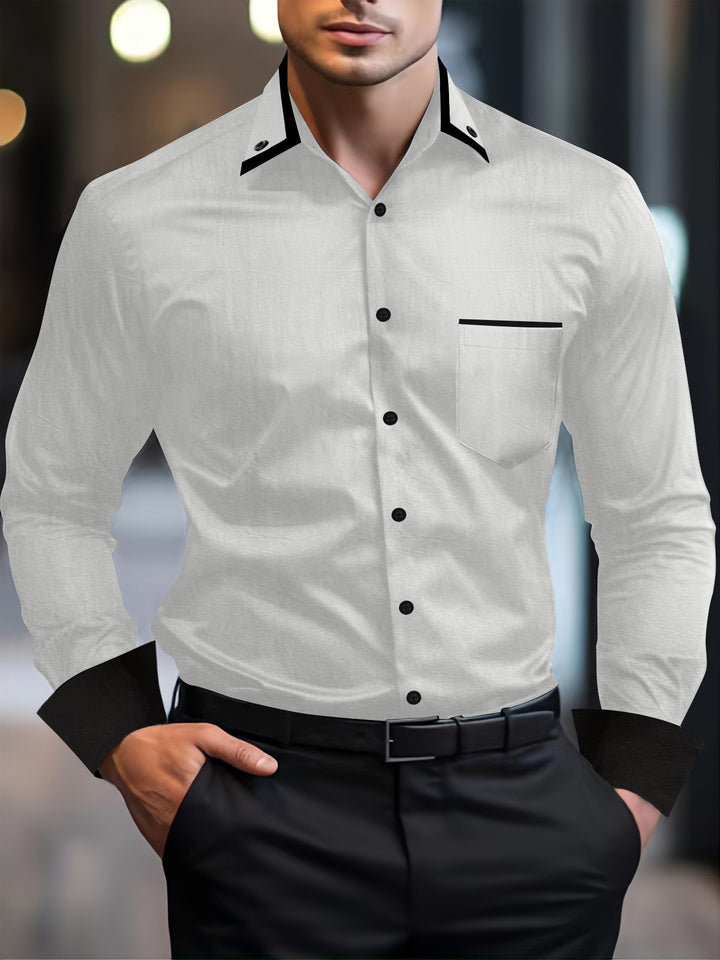 Herren modisches Langarmhemd mit Kontrastdetails Echoarchiv