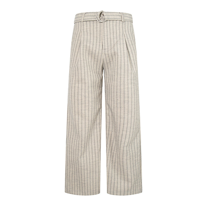 Damen Weite Leinen-Mix Culotte-Hose mit Hochbund und D-Ring-Gürtel Echoarchiv