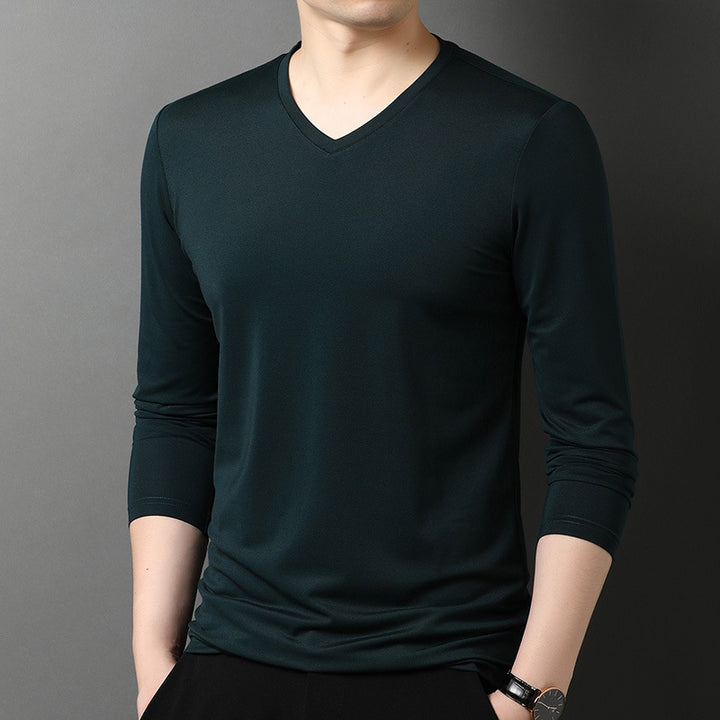 Herren V-Ausschnitt Langarmshirt aus atmungsaktiver Baumwolle Echoarchiv