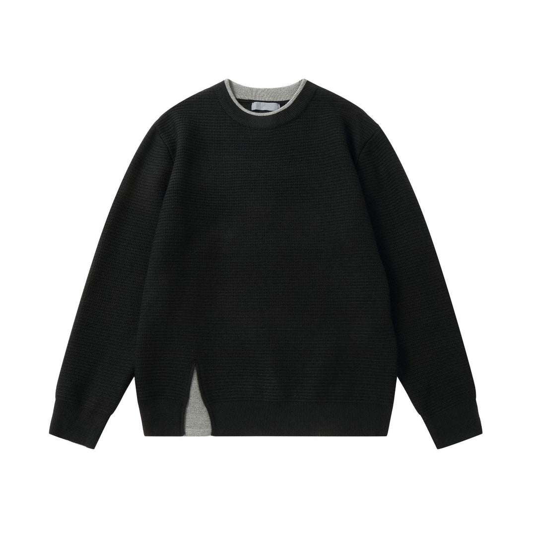 Damen Strukturiertes Rundhals-Sweatshirt mit seitlichem Keilschlitz Echoarchiv