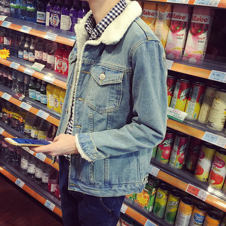 Herren Denimjacke mit Kunstfellkragen Echoarchiv