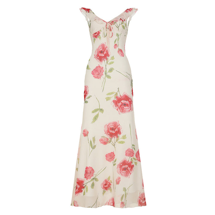 Damen Maxikleid mit floralem Cut-Out und feinen Spaghettiträgern Echo Archiv