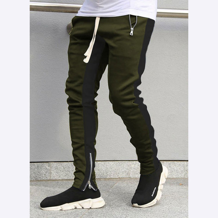 Herren nan schmale Jogginghose mit seitlichem Kontraststreifen, Kordelzug und Knöchelreißverschluss Echo Archiv