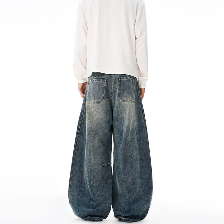 Damen Extraweite Denim-Palazzohose mit skulpturalen Rundnähten Echo Archiv