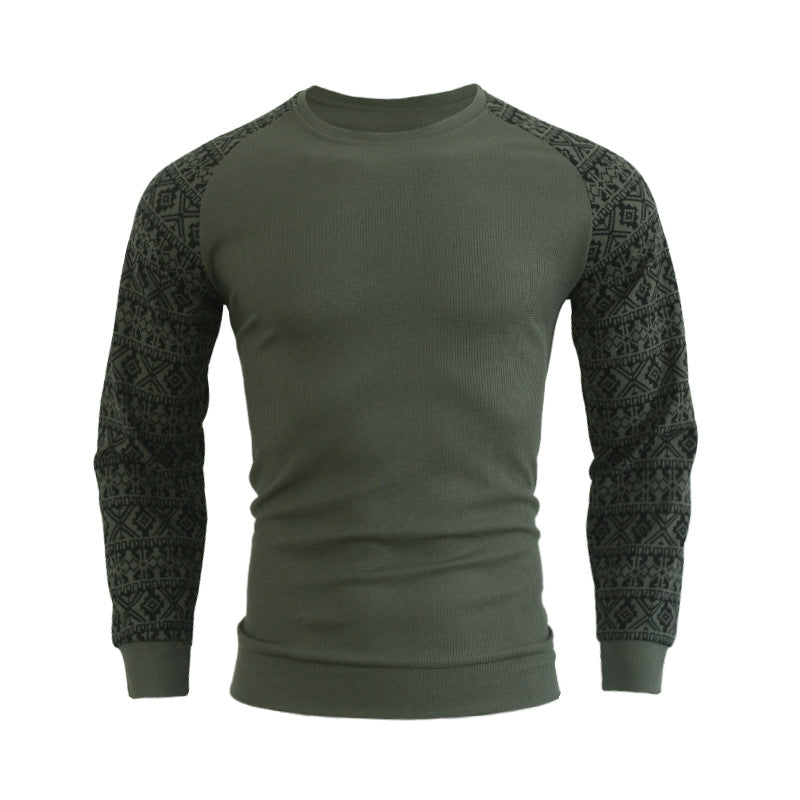 Herren modischer Langarmpullover mit grafischem Muster und Rundhalsausschnitt Echoarchiv