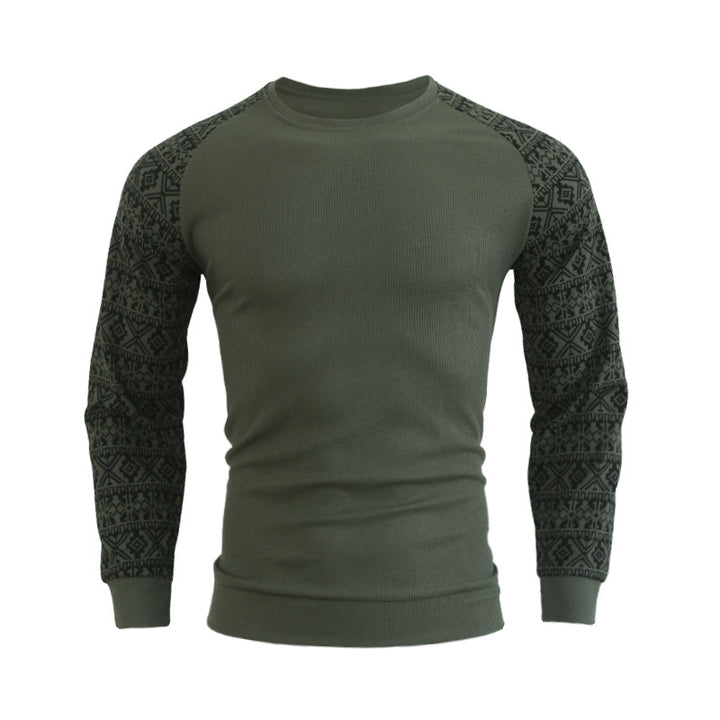 Herren modischer Langarmpullover mit grafischem Muster und Rundhalsausschnitt Echoarchiv