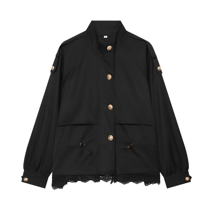 Damen leichte Parka-Jacke mit Kordelzug und Spitzensaum Echo Archiv