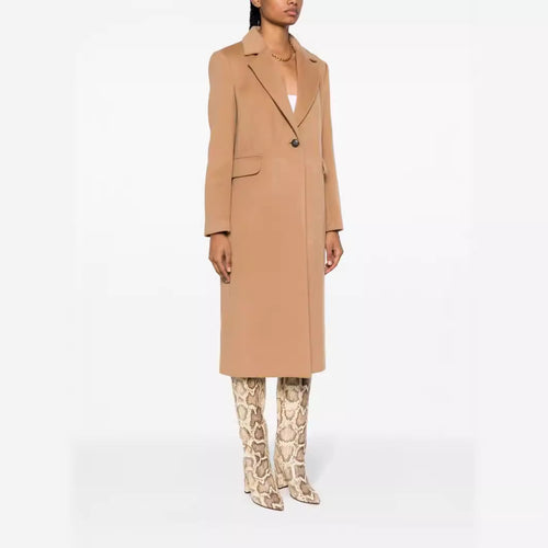 Damen Einreihiger Wollmix-Longcoat mit Ein-Knopf‑Verschluss und Pattentaschen Echoarchiv