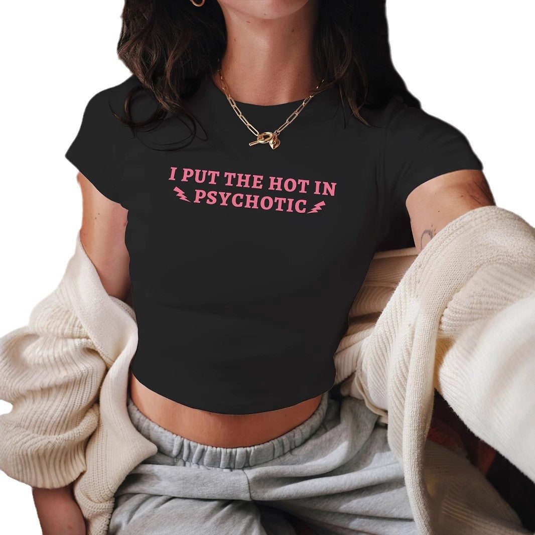Damen Crop-T-Shirt mit fröhlichem Kirschmotiv Echo Archiv
