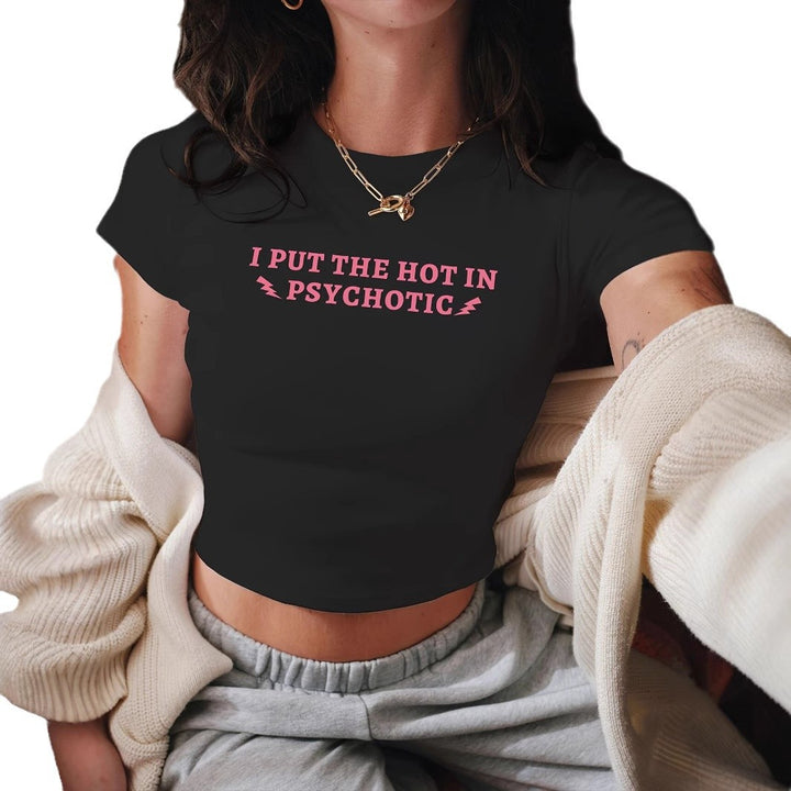 Damen Crop-T-Shirt mit fröhlichem Kirschmotiv Echo Archiv