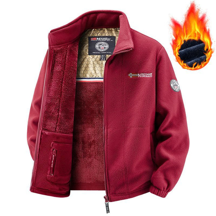 Herren Thermo-Fleece-Jacke mit vollem Plüsch-Teddy-Futter, verdeckter Reißverschluss-Innentasche und hohem Stehkragen – Taviero