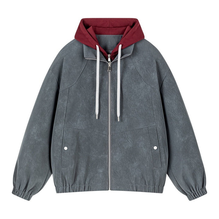 Herren Lagenlook Bomberjacke mit integrierter Kapuze, elastischem Saum & Druckknopf‑Taschen Echoarchiv