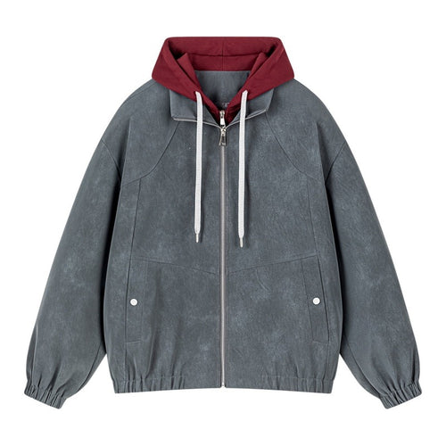 Herren Lagenlook Bomberjacke mit integrierter Kapuze, elastischem Saum & Druckknopf‑Taschen Echoarchiv