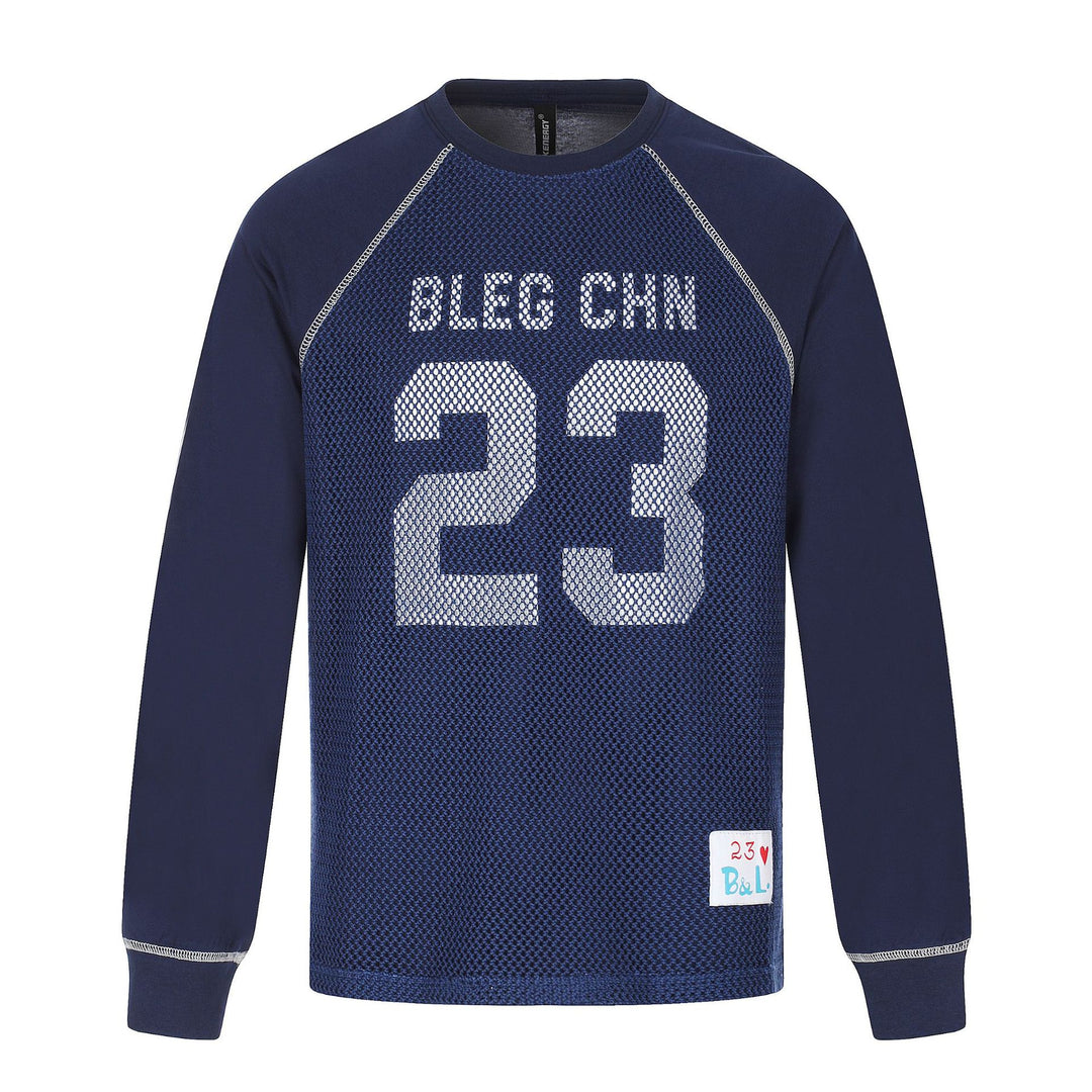 Herren Sportives Mesh-Layer Rundhals‑Sweatshirt mit Raglanärmeln und Front‑Print Echoarchiv