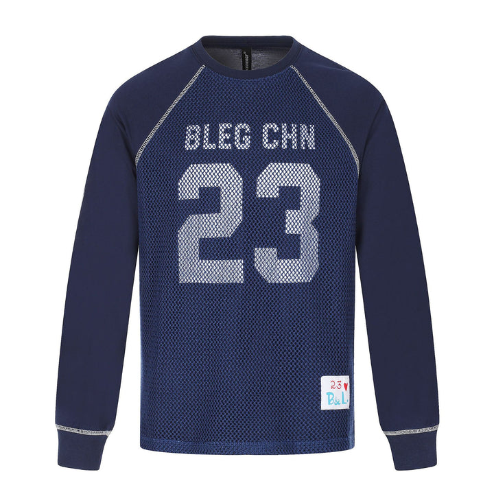 Herren Sportives Mesh-Layer Rundhals‑Sweatshirt mit Raglanärmeln und Front‑Print Echoarchiv