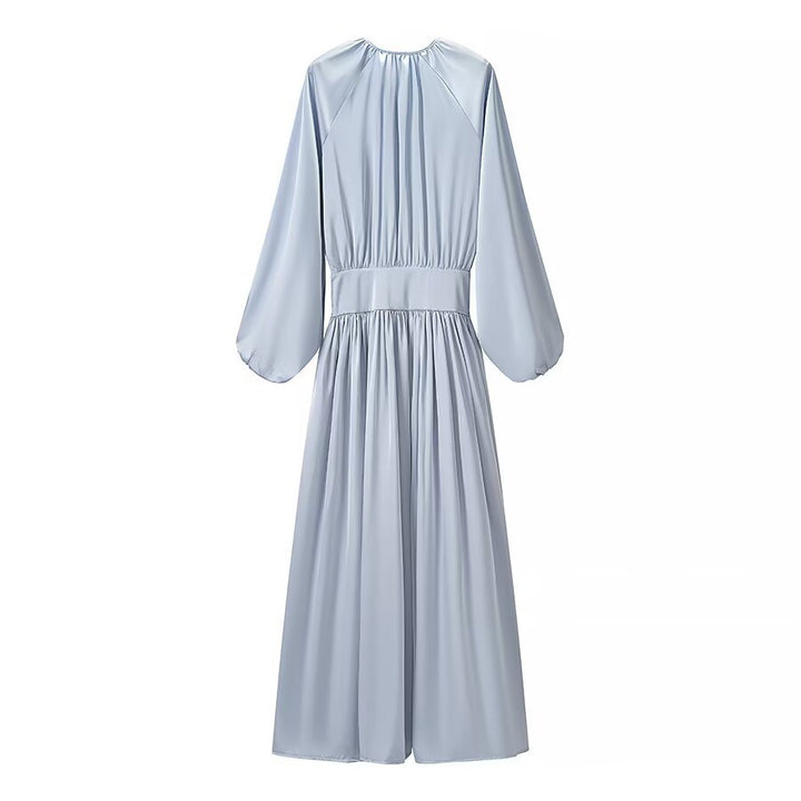 Damen Midaxi-Kleid aus Satinoptik mit geraffter Taillenblende und voluminösen Ballonärmeln Echo Archiv