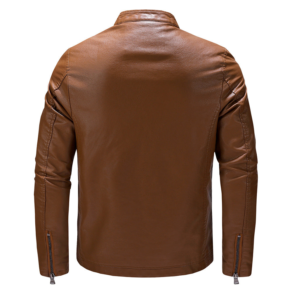 Herren Kunstlederjacke im modernen Casual-Stil mit praktischen Taschen Echoarchiv